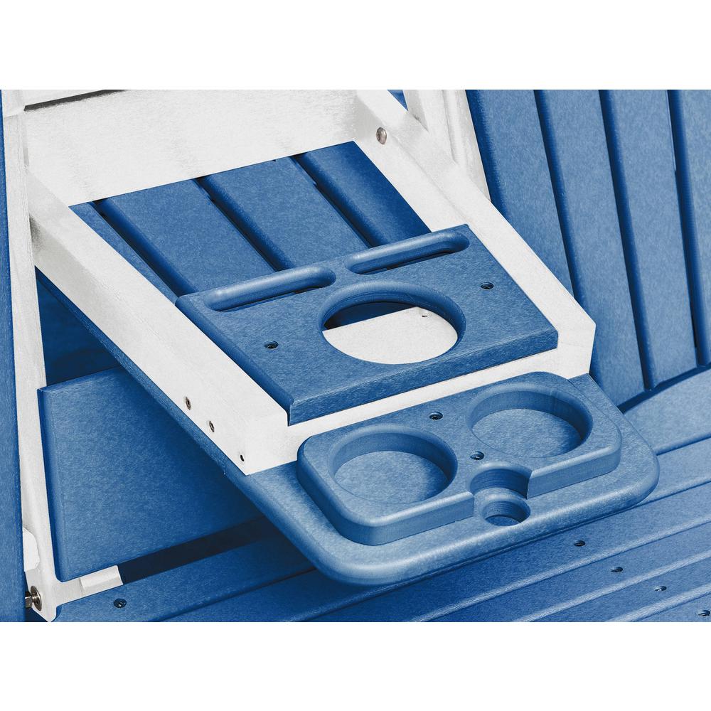 Two Seat Fan Back Glider with Drop Down Table/Cup Holder in Blue