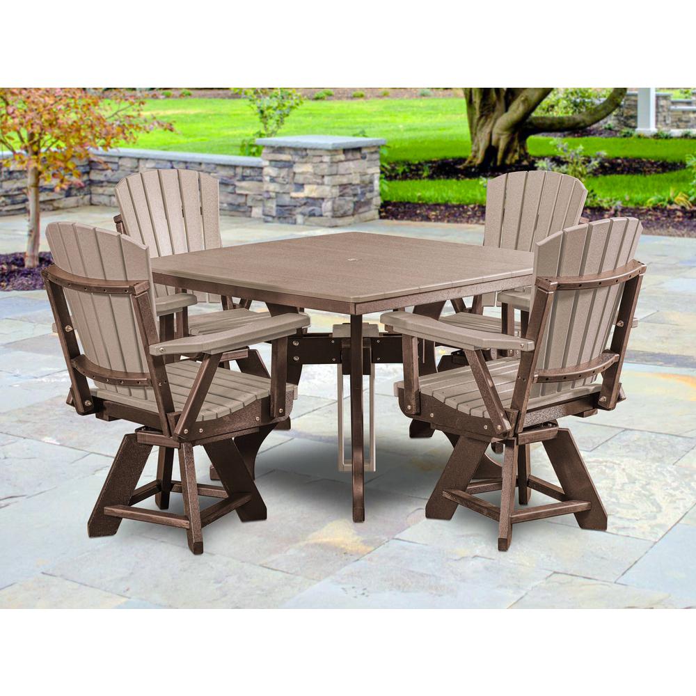 Five Piece Square Dining Height Dining Set in Weatherwood