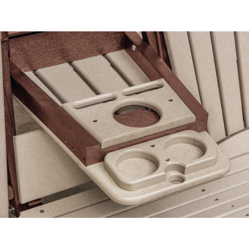 Two Seat Fan Back Glider with Drop Down Table/Cup Holder in Weatherwood