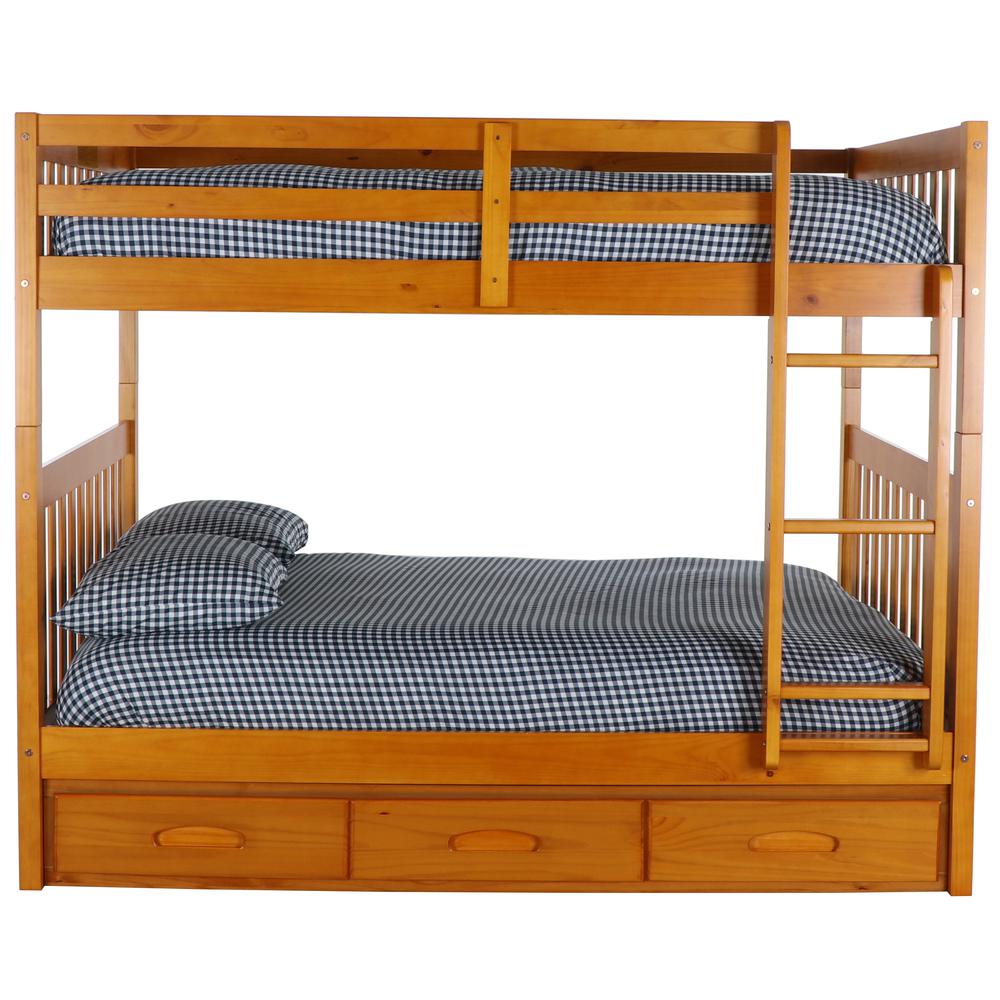 Full over Full Bunk Bed with Three Drawers