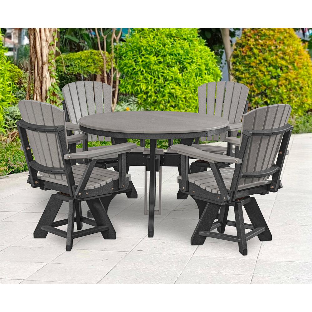 Five Piece Round Dining Height Dining Set in Light Grey with a Black Base