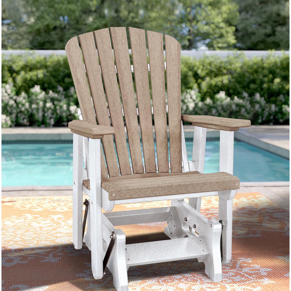 OS Home and Office Model 515WWWT Fan Back Glider in Weatherwood with a White Base