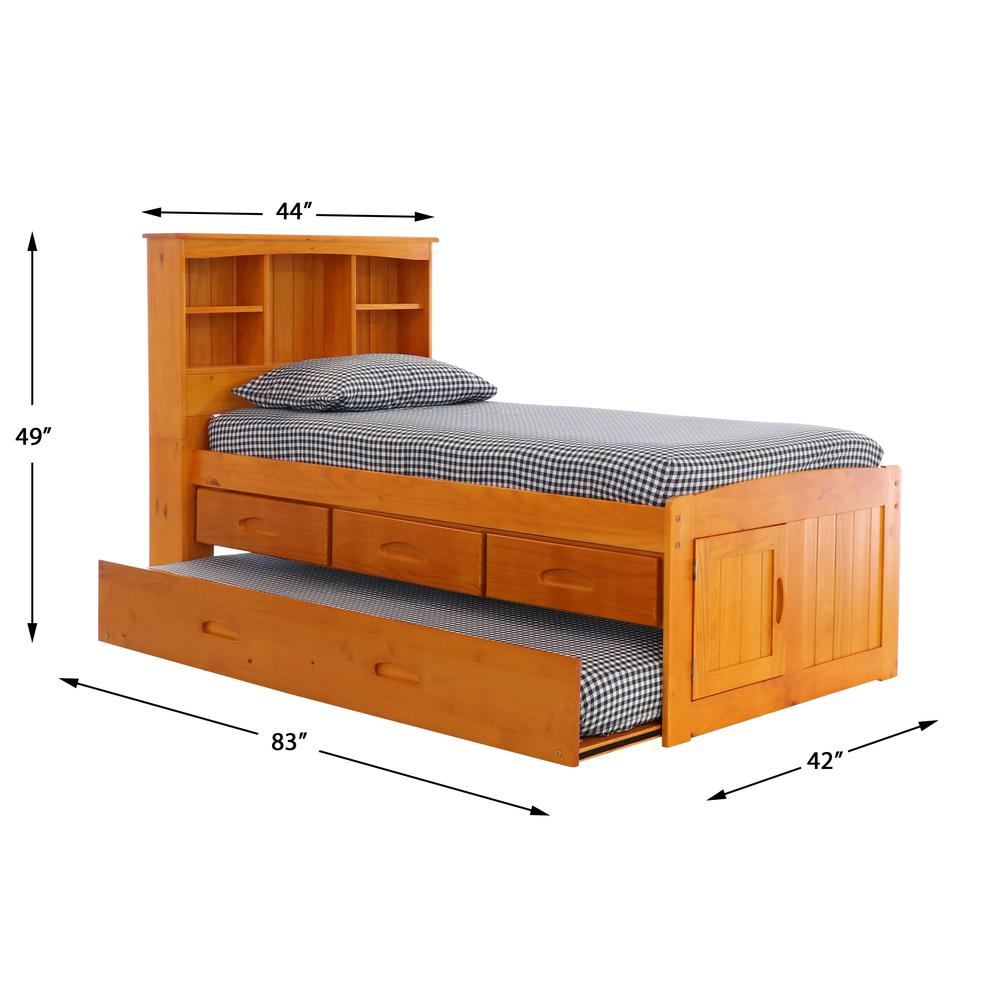 Twin Captains Bookcase Bed with 3 drawers and a Twin Sized Trundle