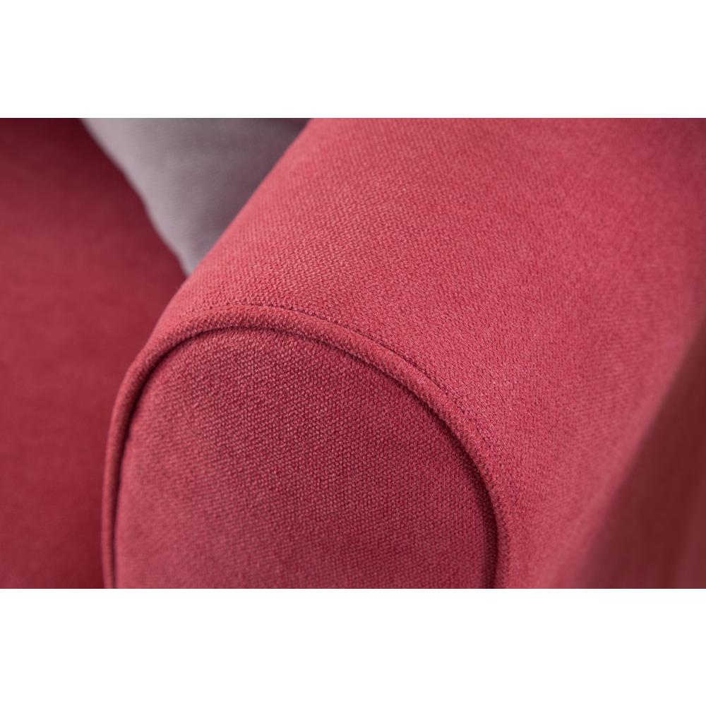 Transitional Flared Arm Red Cuddler Chaise Sectional with Four Throw Pillows