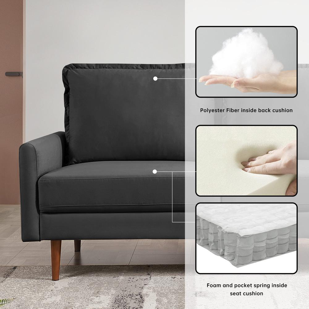 69 Inch Wide Upholstered Two Cushion Sofa with Cambered Arms