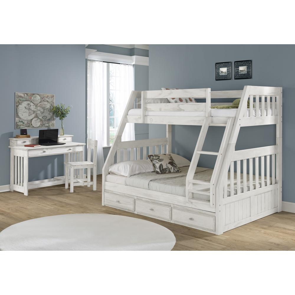 Solid Pine Twin/Full Bunk Bed with Three Drawers