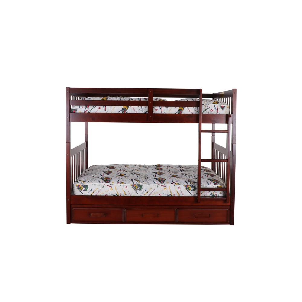 Full over Full Bunk Bed with Three Drawers