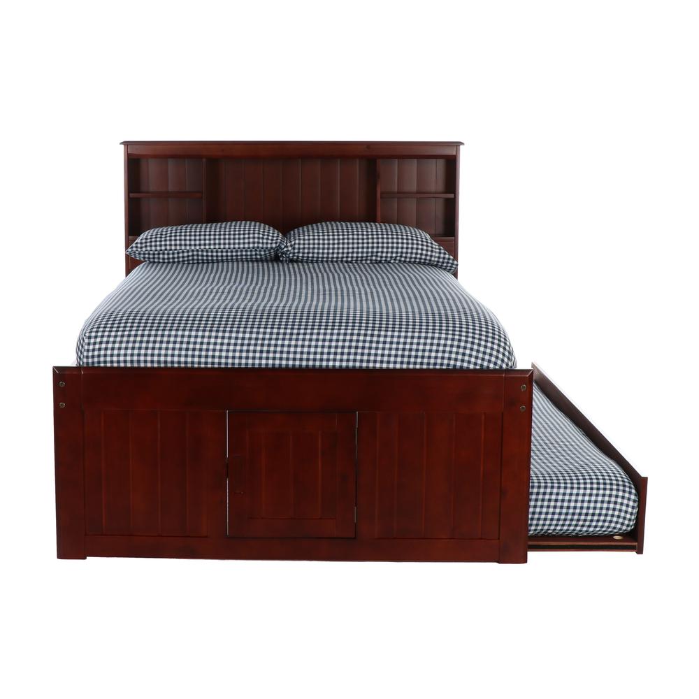 Full Captains Bookcase Bed with 3 drawers and a Twin Sized Trundle
