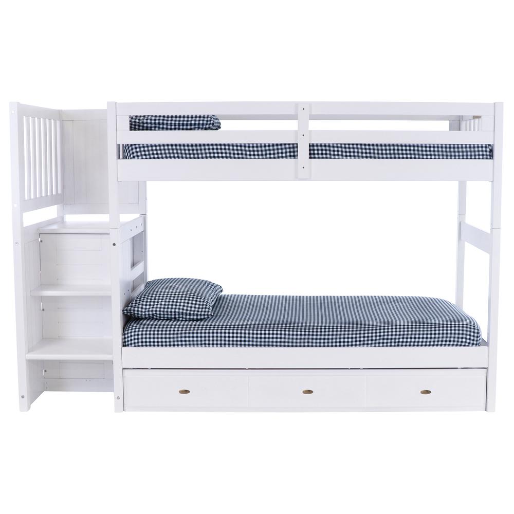 Mission Staircase Twin over Twin Bunk Bed with Seven Drawers