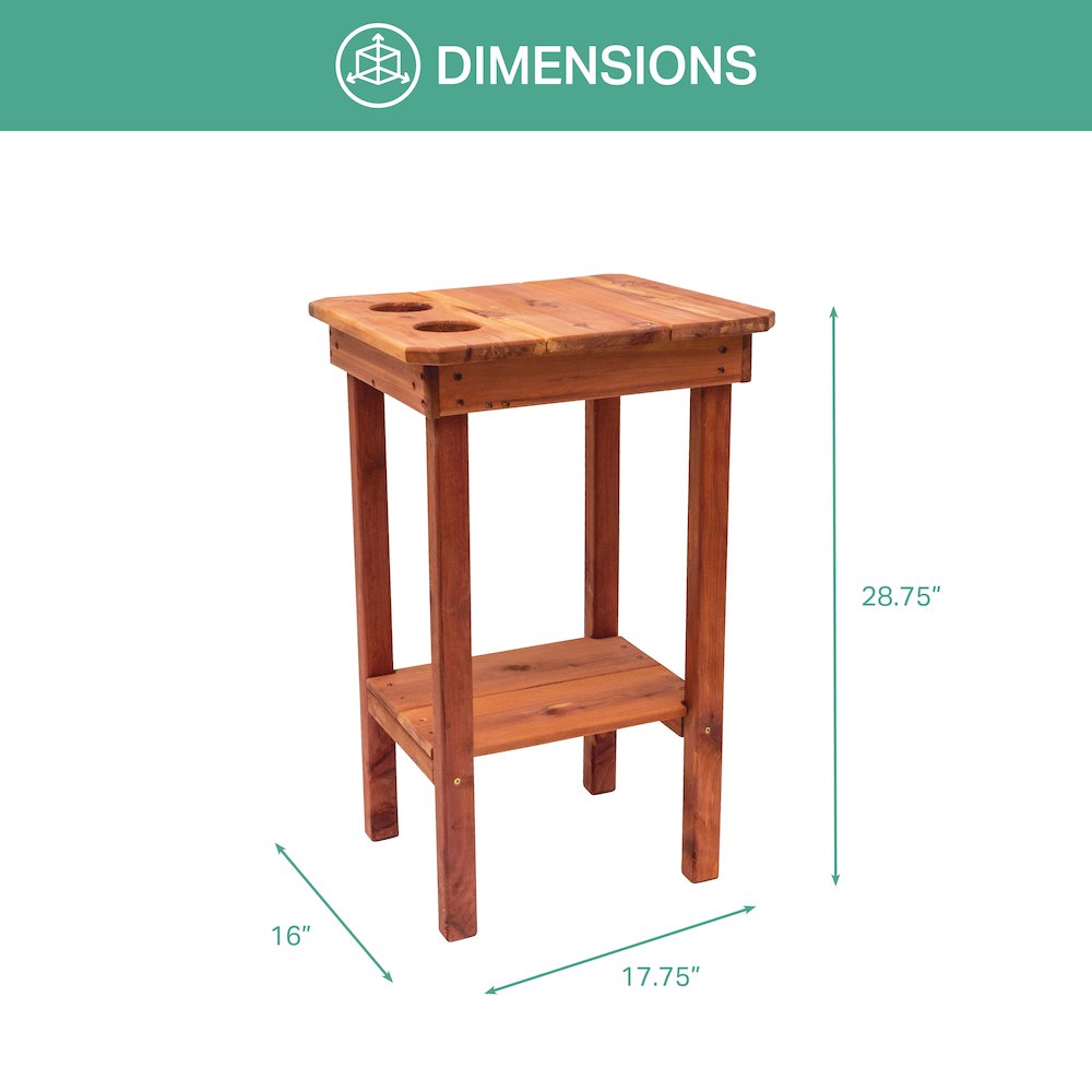 Natural Red Cedar Balcony Height Side Table
