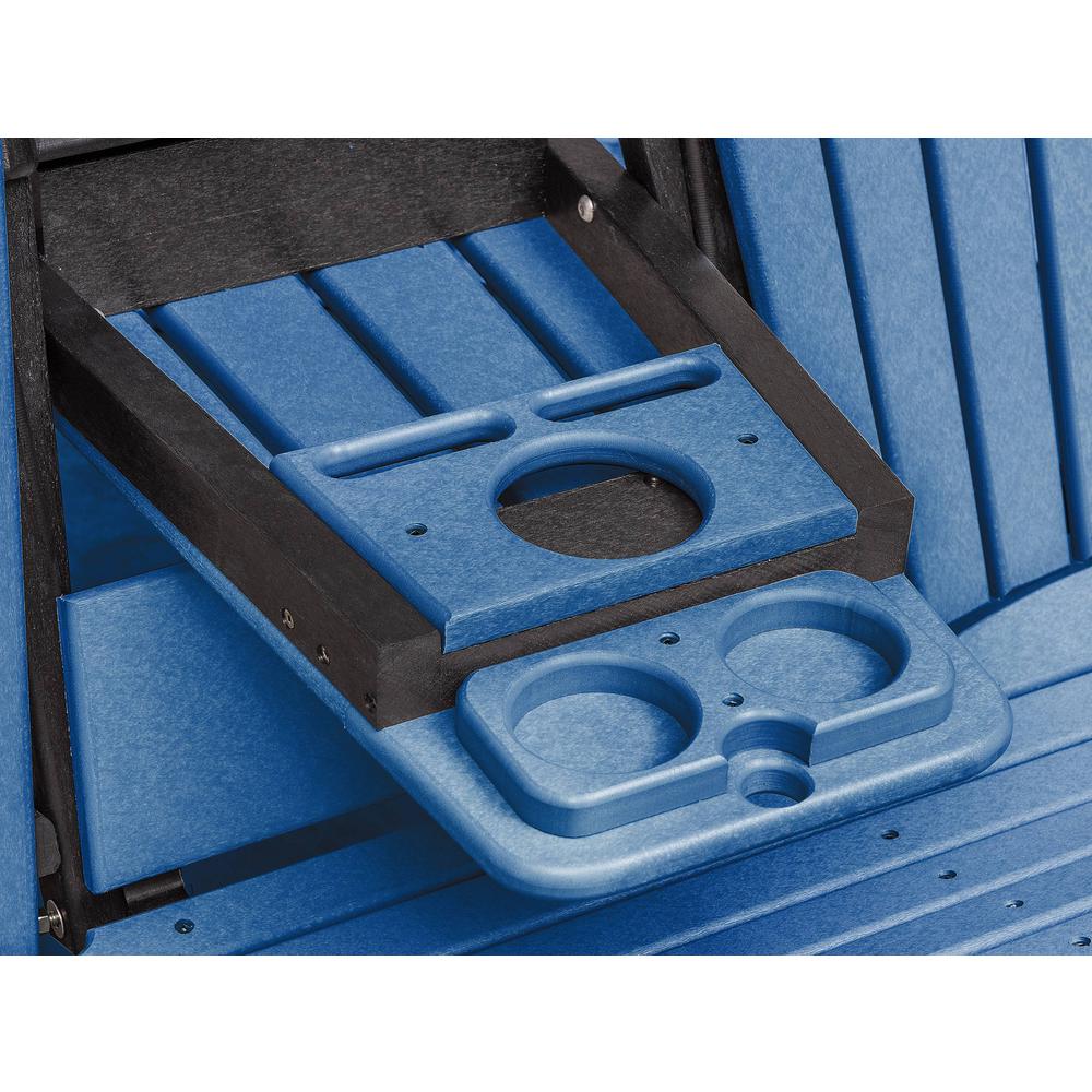 Two Seat Fan Back Glider with Drop Down Table/Cup Holder in Blue