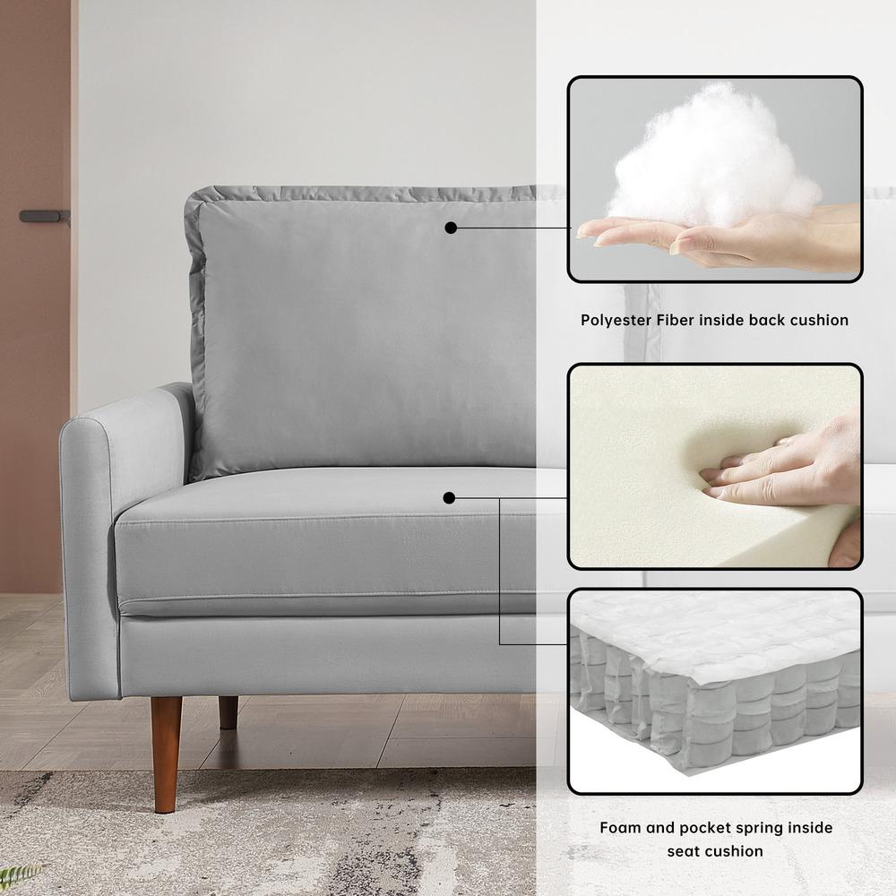 57 Inch Wide Upholstered Two Cushion Loveseat with Cambered Arms