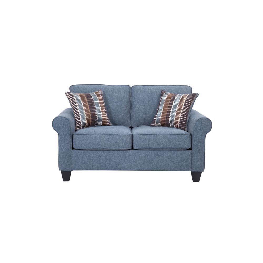 American Furniture Classics Indigo Series Model 8-020-A330V8 Loveseat with Two Abstract Chenille Pillows