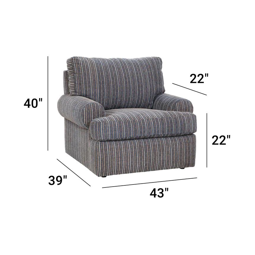 American Furniture Classics Upholstered Chair in Blue Striped Fabric