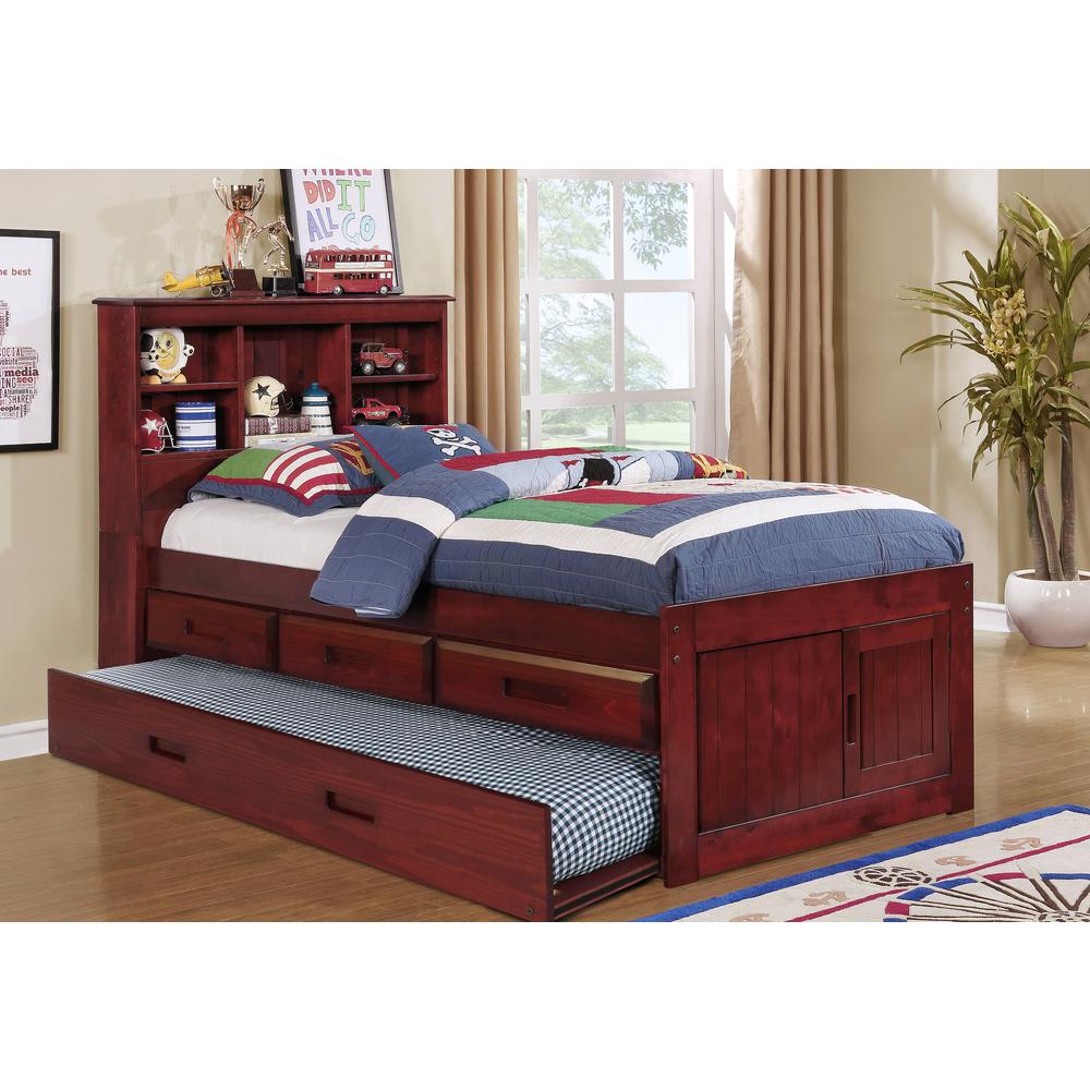 Twin Captains Bookcase Bed with 3 drawers and a Twin Sized Trundle