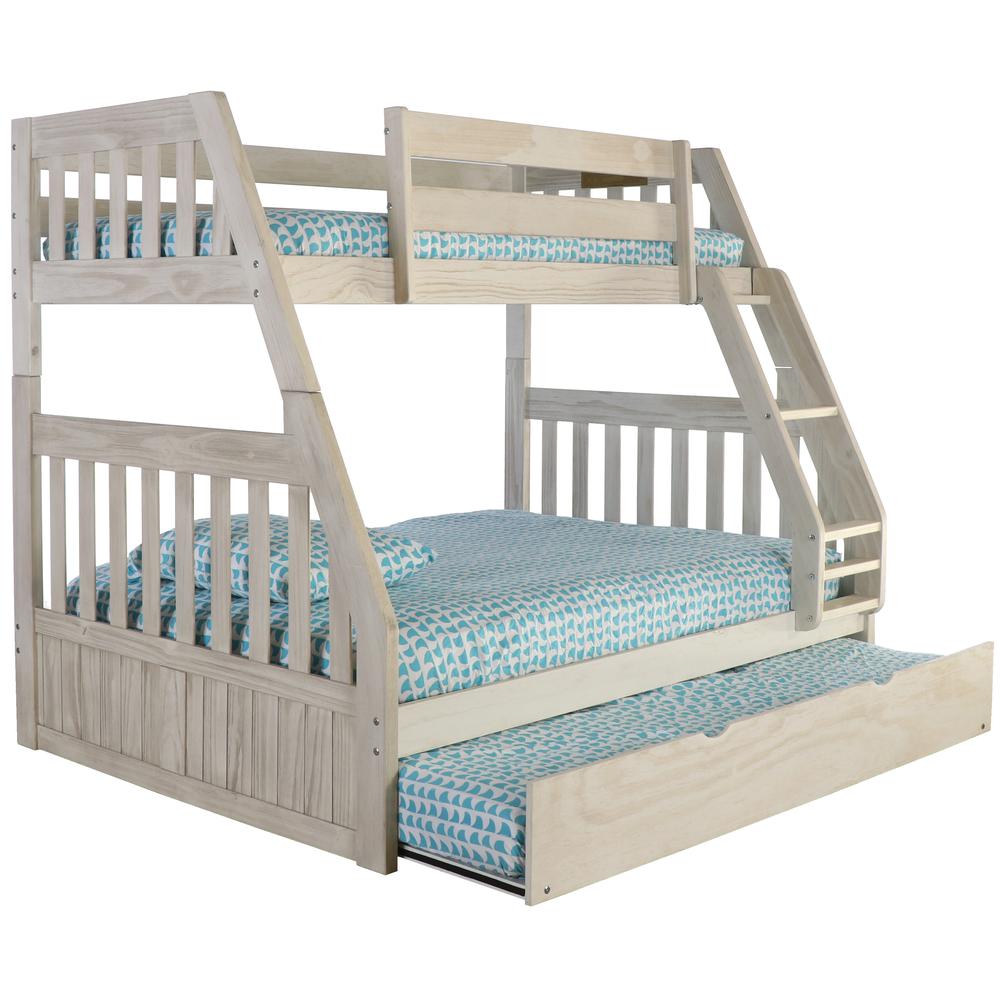 Solid Pine Twin/Full Bunk Bed with Twin Trundle