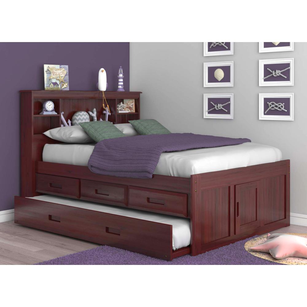 Full Captains Bookcase Bed with 3 drawers and a Twin Sized Trundle