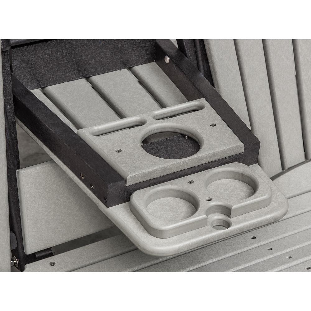 Two Seat Fan Back Glider with Drop Down Table/Cup Holder in Light Gray