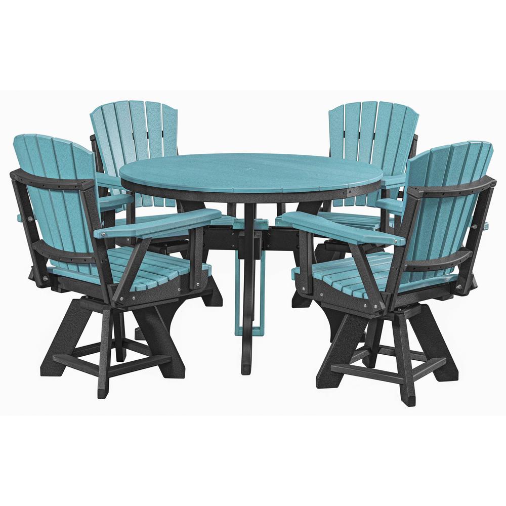 Five Piece Round Dining Height Dining Set in Aruba Blue with a Black Base