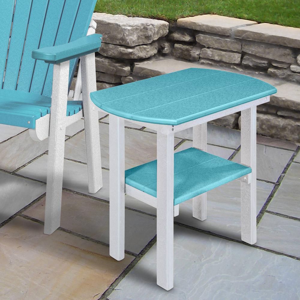 OS Home and Office Model 525ARW Oval End Table in Aruba Blue with a White Base