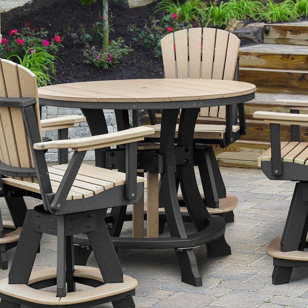 OS Home and Office Model 44R-C-WWBK Counter Height Round Table in Weatherwood with Black Base