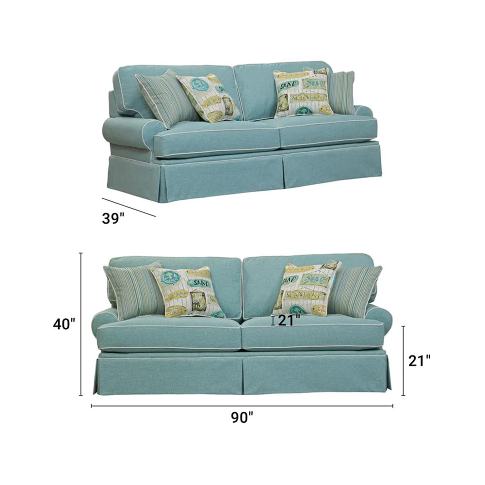 American Furniture Classics Coastal Aqua Sofa with Four Accent Pillows