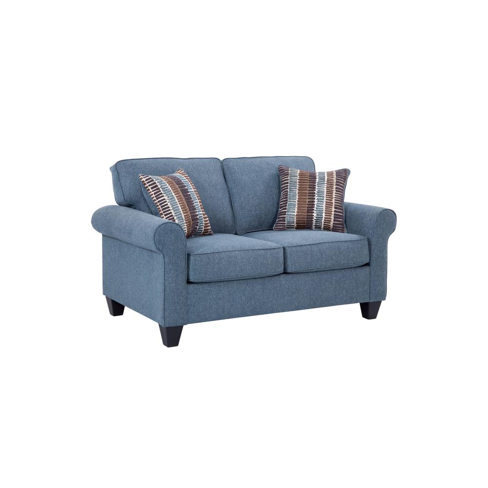 American Furniture Classics Indigo Series Model 8-020-A330V8 Loveseat with Two Abstract Chenille Pillows