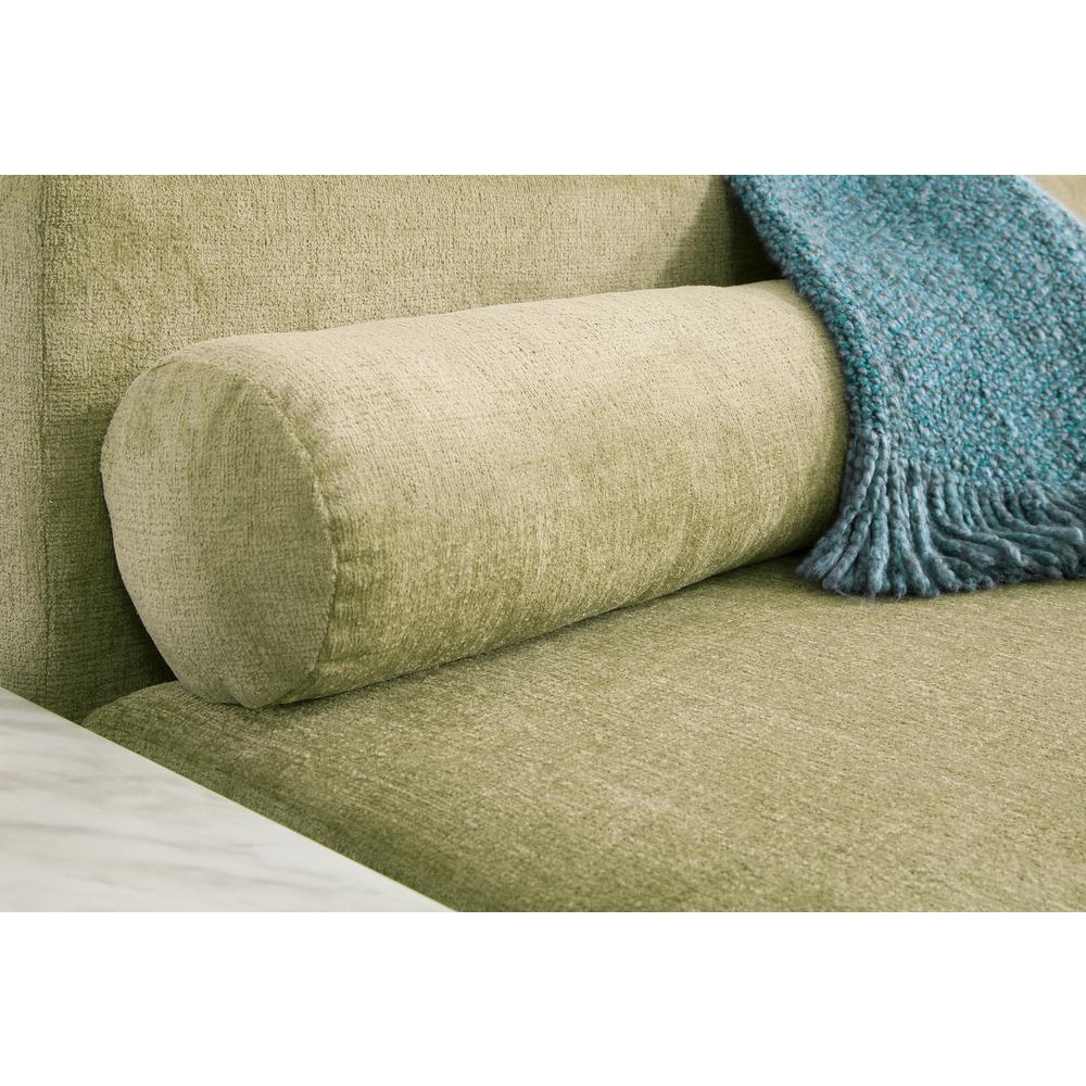 Urban Square Arm Green Two Piece Sectional Sofa with Seven Throw Pillows