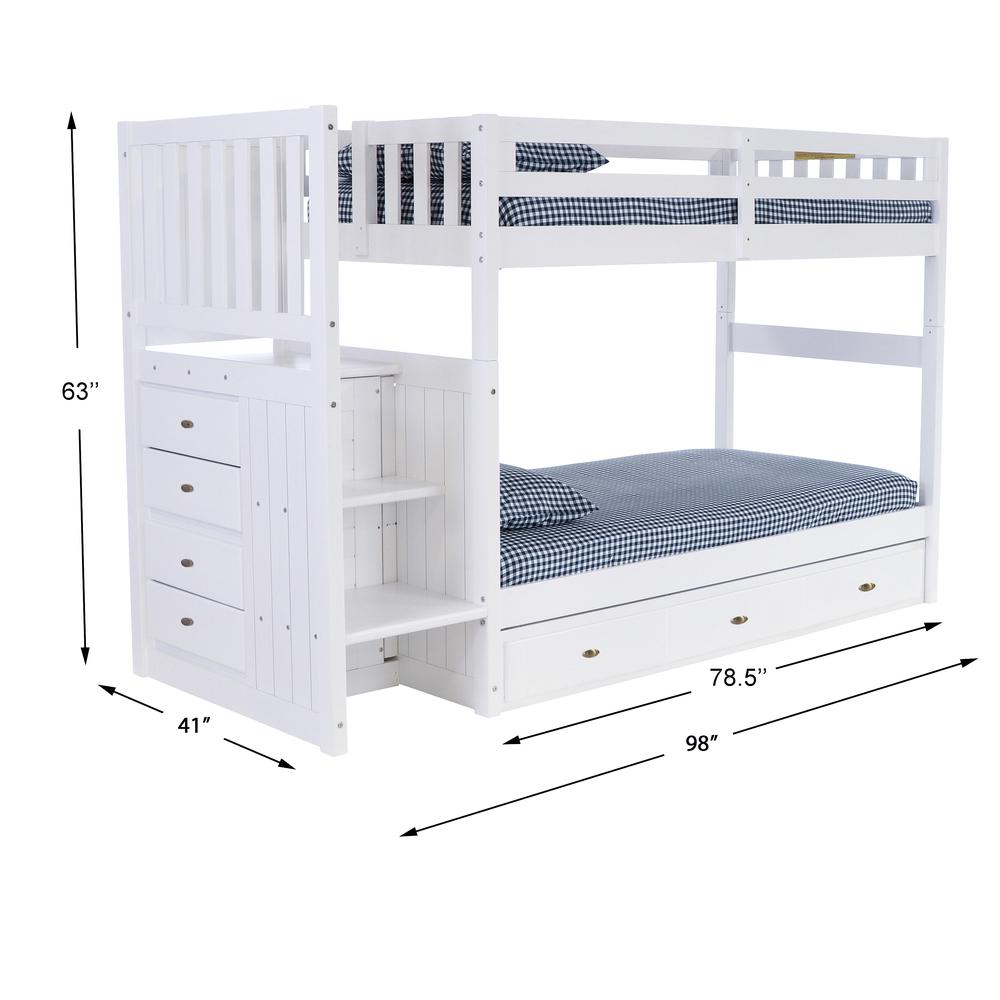 Mission Staircase Twin over Twin Bunk Bed with Seven Drawers