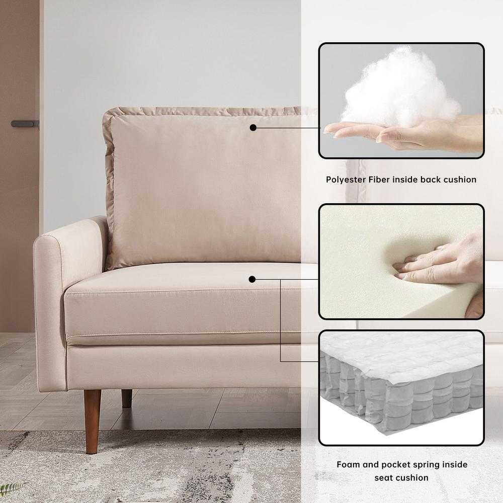 57 Inch Wide Upholstered Two Cushion Loveseat with Cambered Arms