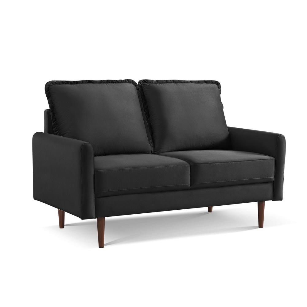 57 Inch Wide Upholstered Two Cushion Loveseat with Cambered Arms