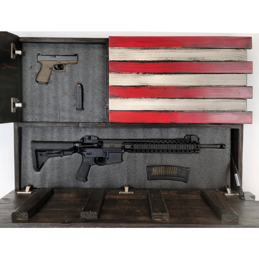 American Furniture Classics Model LRG2COMP Large American Flag Wall Hanging Gun Concealment with Two Secret Compartments