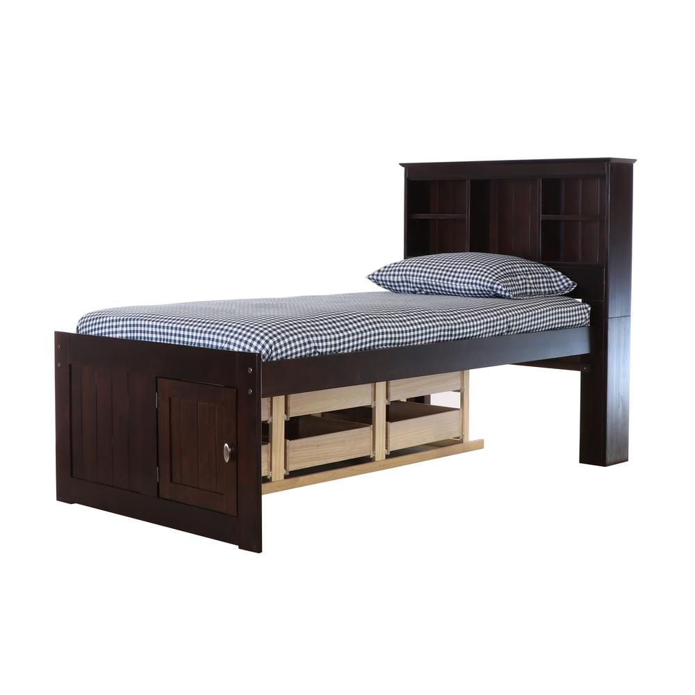 OS Home and Office Furniture Model 82920K6-22 Twin Bookcase Bed with Six Drawers in Dark Espresso
