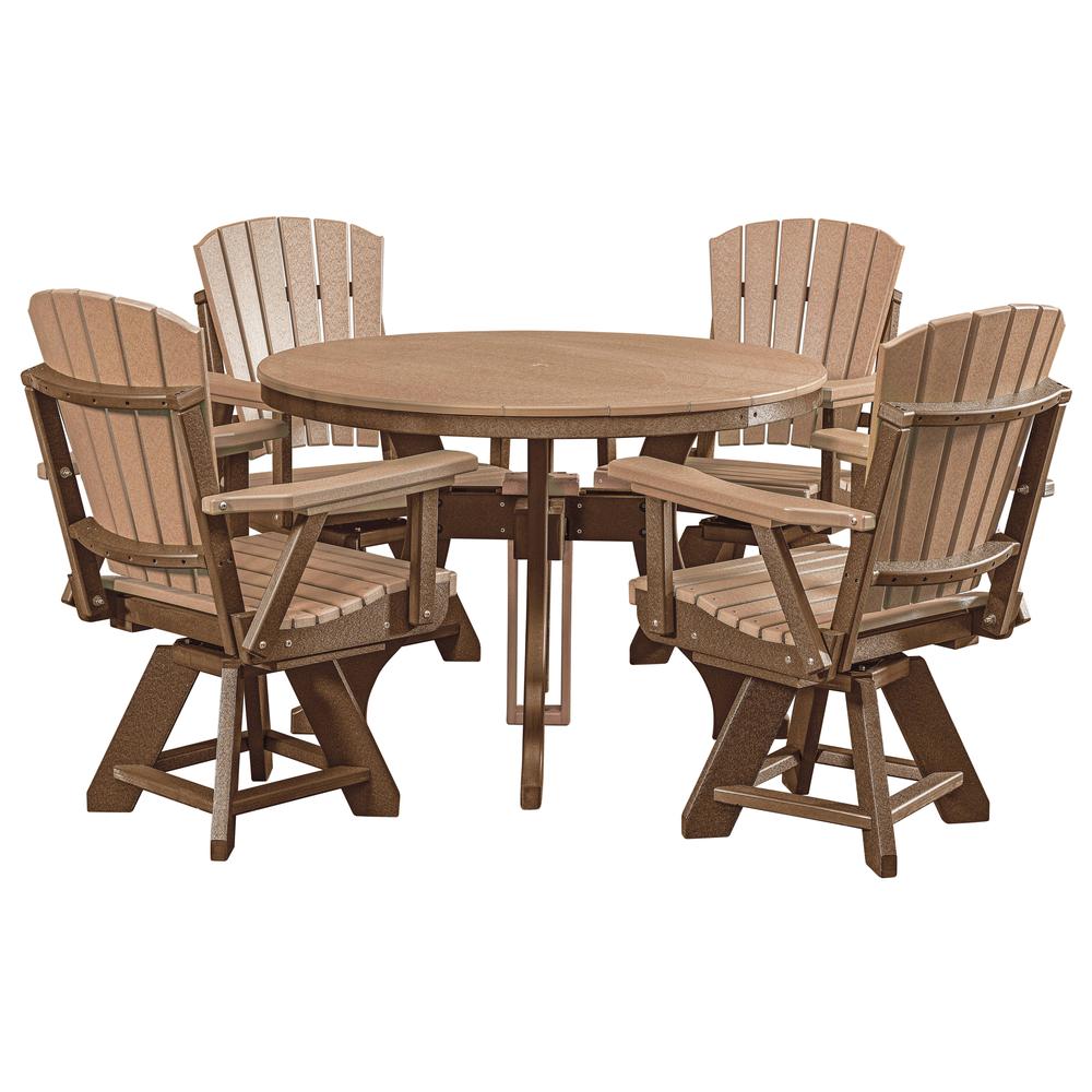 Five Piece Round Dining Height Dining Set in Cedar with a Tudor Brown Base