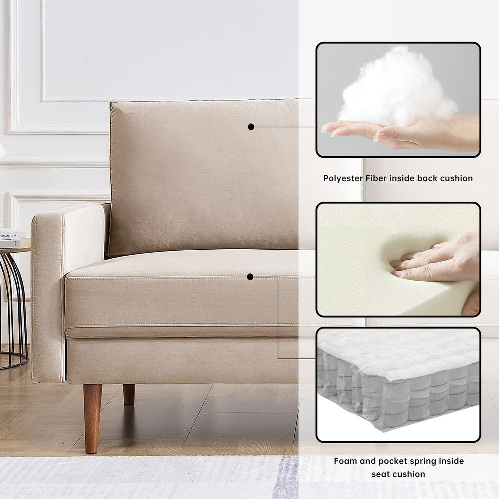 57 Inch Wide Upholstered Two Cushion Loveseat with Square Arms