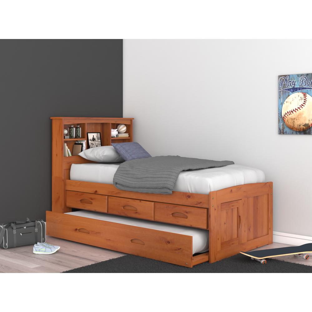 Twin Captains Bookcase Bed with 3 drawers and a Twin Sized Trundle