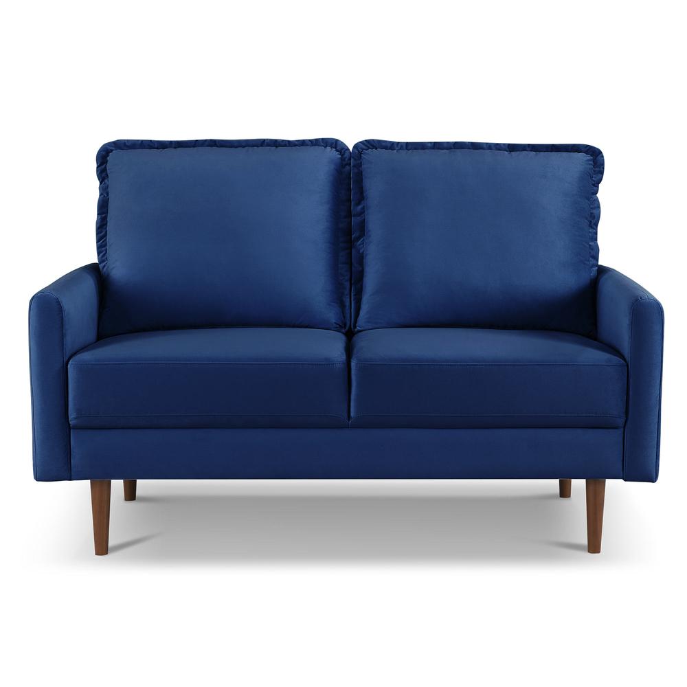 57 Inch Wide Upholstered Two Cushion Loveseat with Cambered Arms