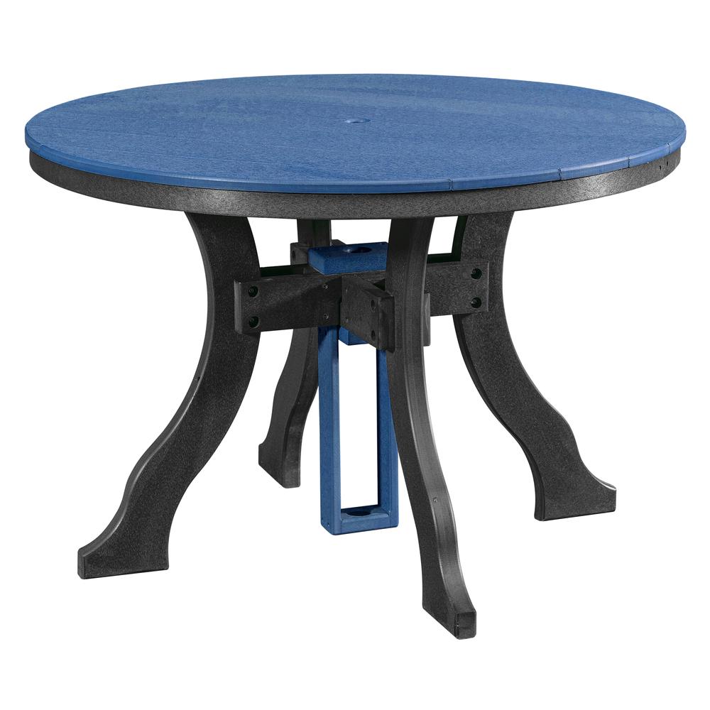 Model 44R-D-BBK Dining Height Round Table in Blue with a Black Base