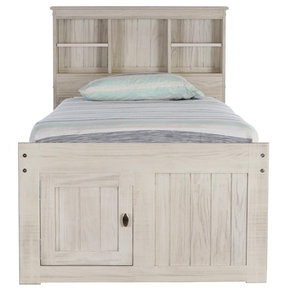 OS Home and Office Furniture Model 85220K6-22 Solid Pine Twin Captains Bookcase Bed with 6 drawers in Light Ash