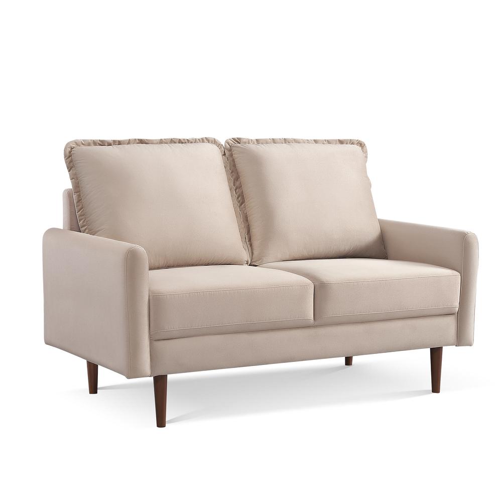 57 Inch Wide Upholstered Two Cushion Loveseat with Cambered Arms