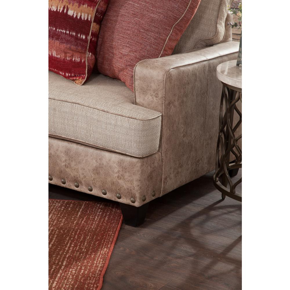 Transitional Track Arm Beige and Brown Three Piece L-Shaped Sectional Sofa