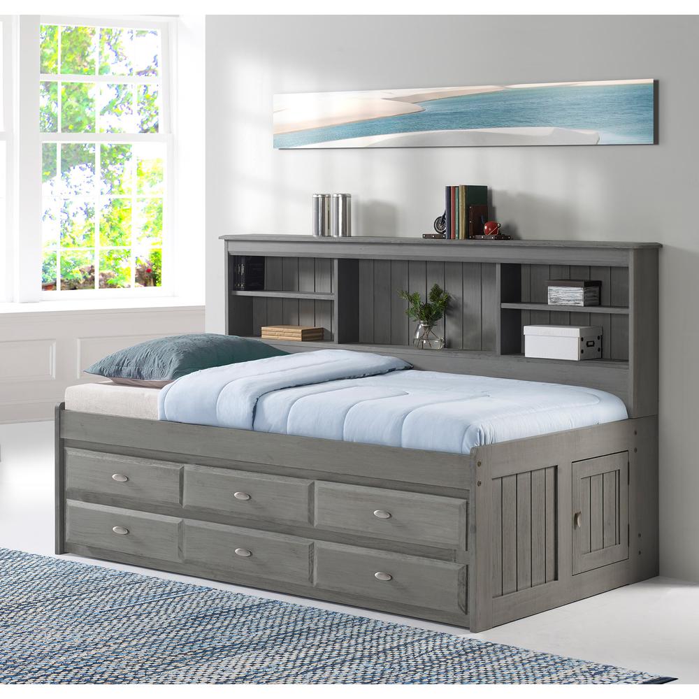 Solid Pine Twin Daybed with Six Sturdy Drawers in Charcoal Gray