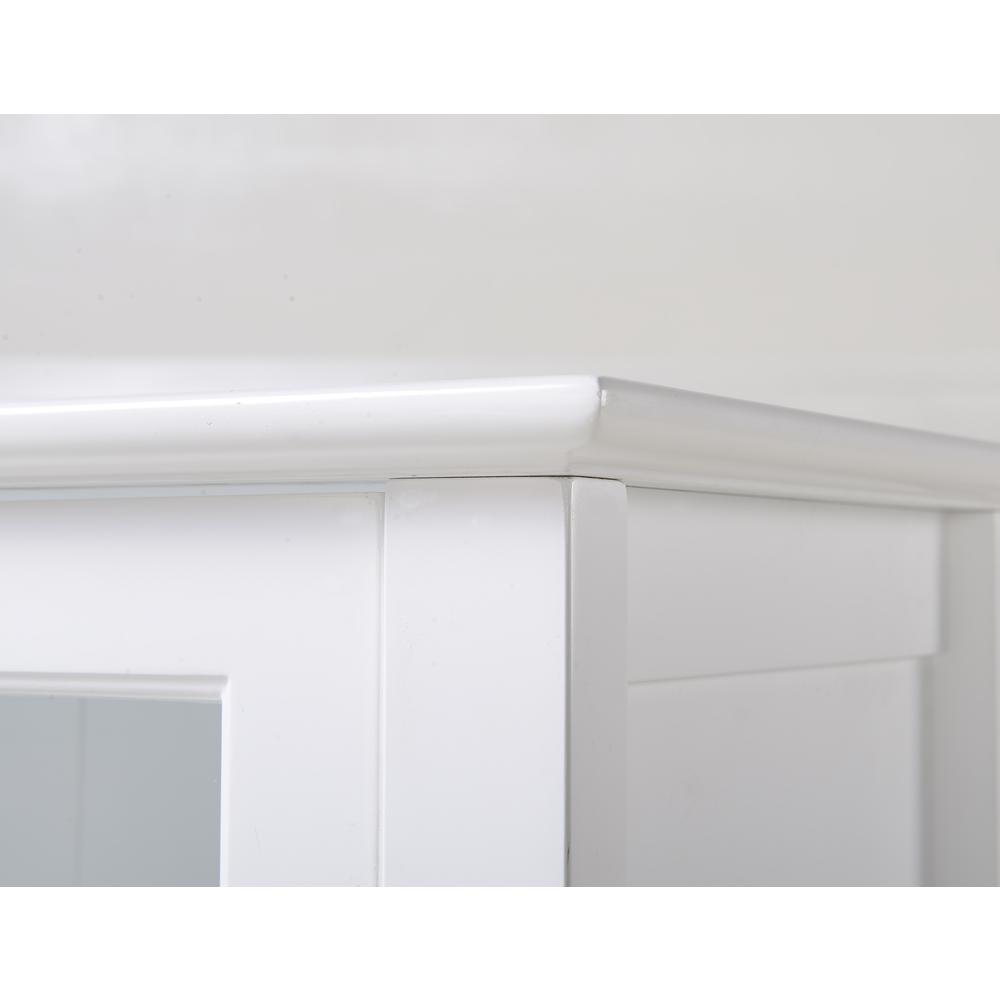 White Glass Door Accent and Display Cabinet