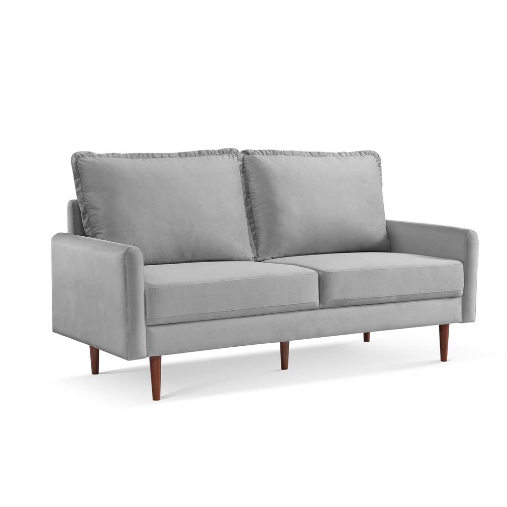 69 Inch Wide Upholstered Two Cushion Sofa with Cambered Arms