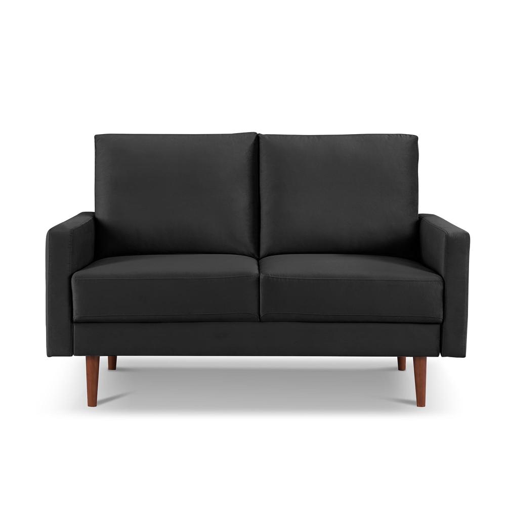 57 Inch Wide Upholstered Two Cushion Loveseat with Square Arms