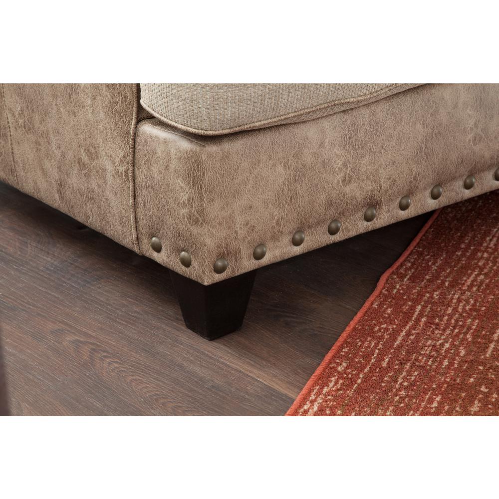 Transitional Track Arm Beige and Brown Three Piece L-Shaped Sectional Sofa