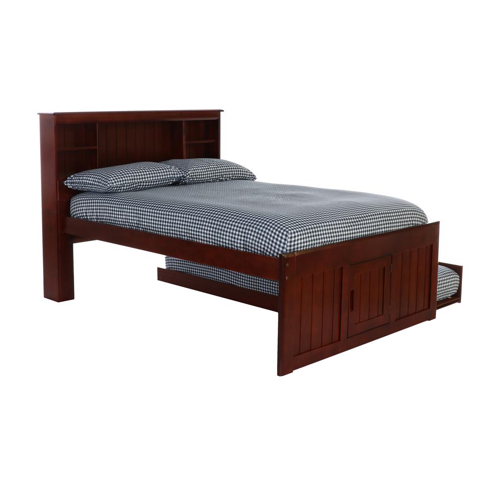 Full Captains Bookcase Bed with 3 drawers and a Twin Sized Trundle