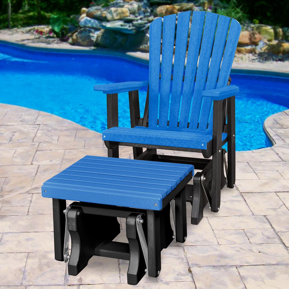 Fan Back Glider and Ottoman Glider in  Blue with a Black Base