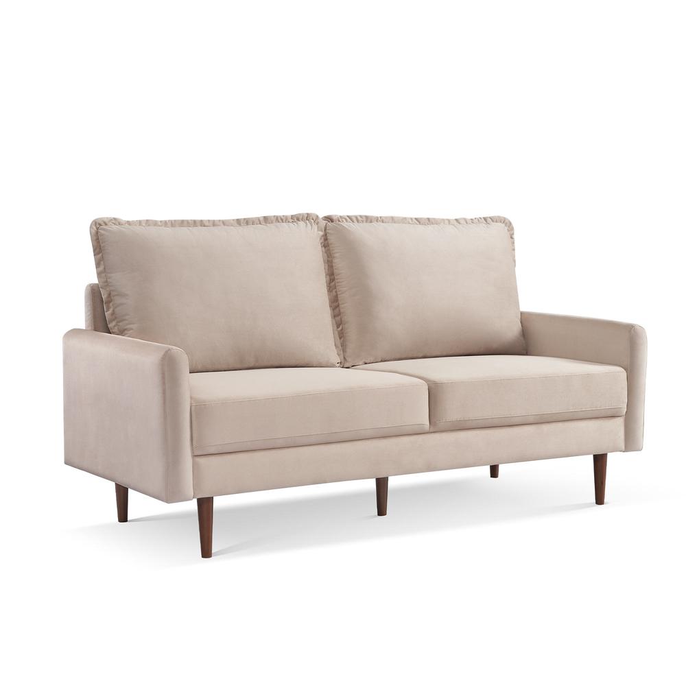 69 Inch Wide Upholstered Two Cushion Sofa with Cambered Arms