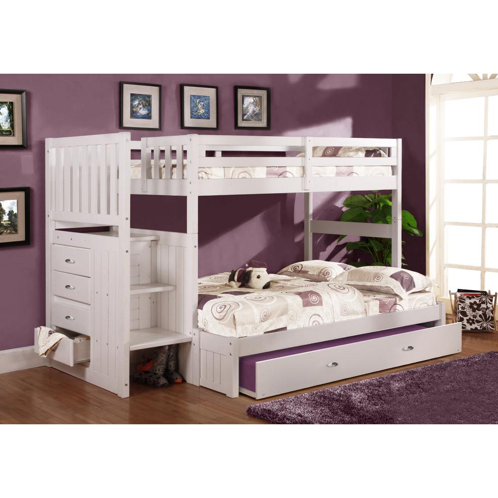 Mission Staircase Twin over Full Bunk Bed with Four Drawer Chest